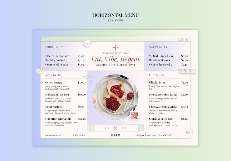Free PSD y2k menu template