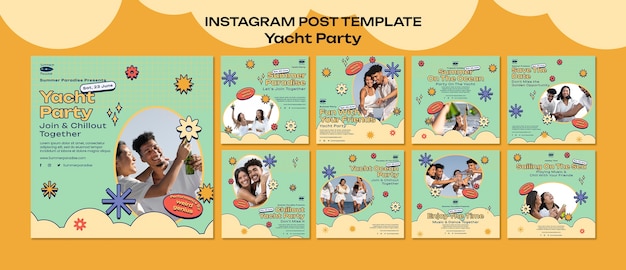 無料PSD ヨットパーティーのinstagram投稿