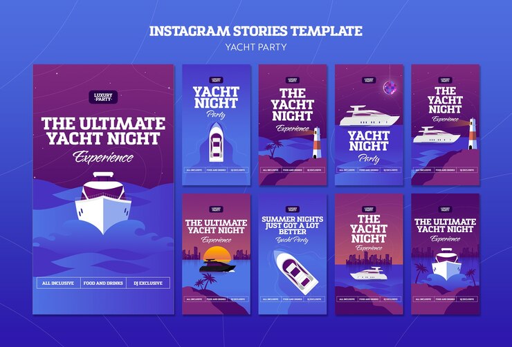 Free PSD yacht party instagram stories template