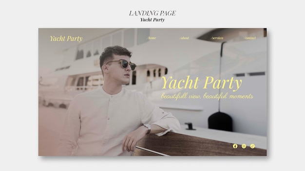 Free PSD yacht party landing page template