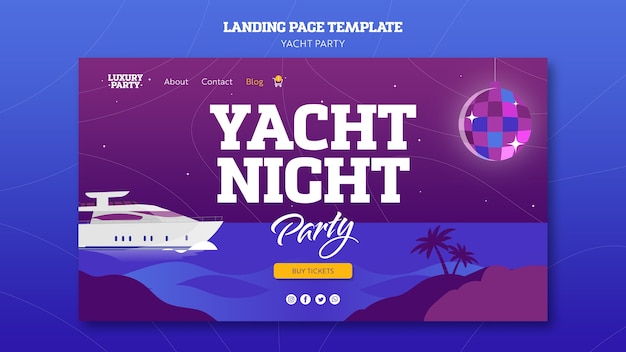 Free PSD yacht party landing page template