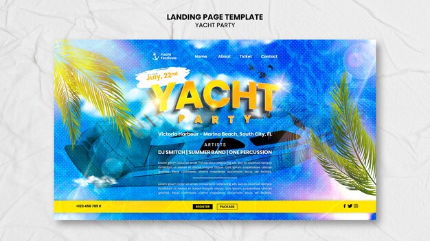 Free PSD yacht party  landing page template