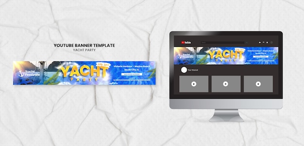 Free PSD yacht party  youtube banner template