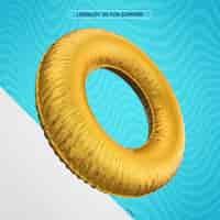 Free PSD yellow 3d lifebuoy for summer rotated