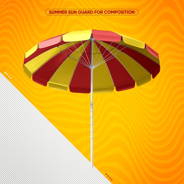 무료 PSD 메이크업을 위한 노란색과 빨간색 전면 여름 양산