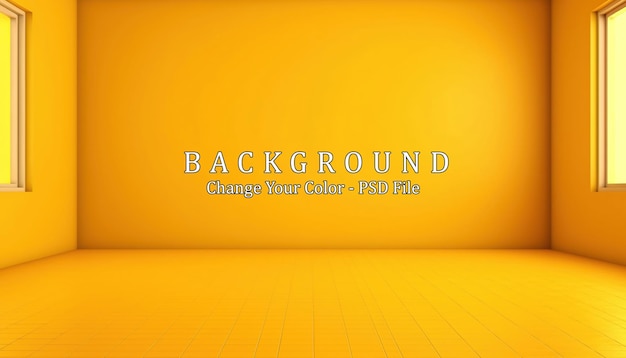 Free PSD yellow background abstract empty room studio generative ai