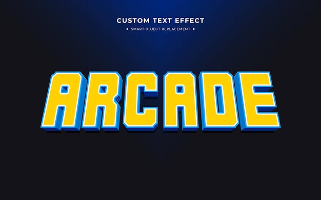 PSD gratuito effetto stile testo 3d arcade giallo e blu