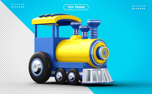 Free PSD yellow and blue toy train for makeup