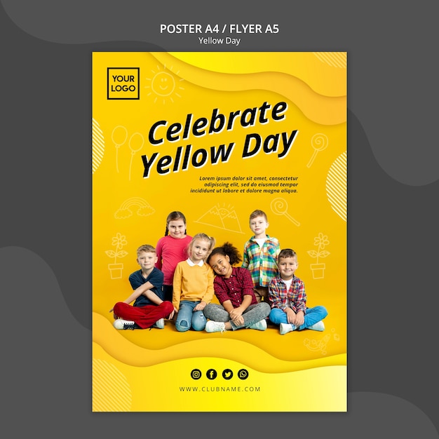 Yellow day concept flyer template