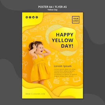 Yellow day concept flyer template