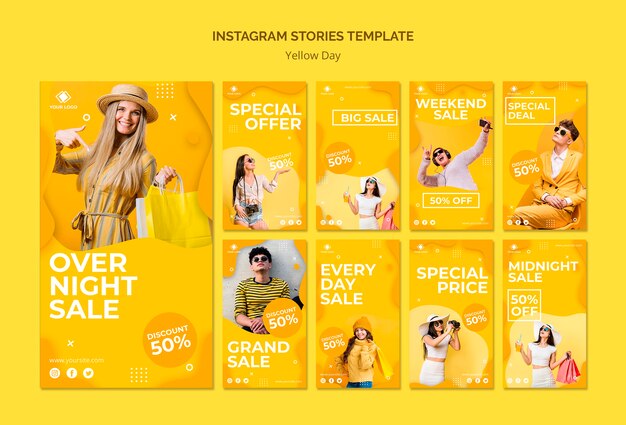 yellow day instagram stories template