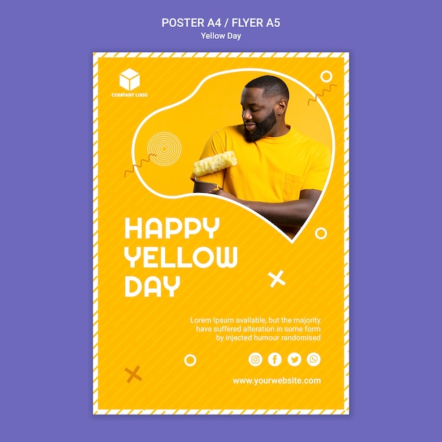 Free PSD yellow day poster template