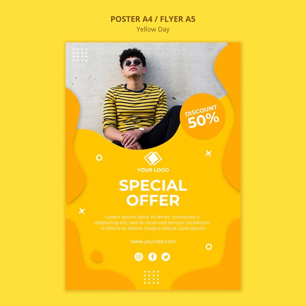 Yellow day special offer poster template