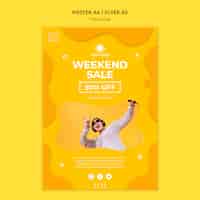 Бесплатный PSD Плакат желтого дня выходных
