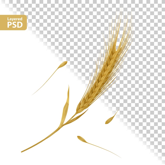 Бесплатный PSD Желтые колосья с укладкой семян