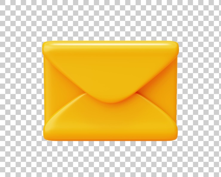 मुफ़्त PSD yellow email or mail icon 3d background illustration