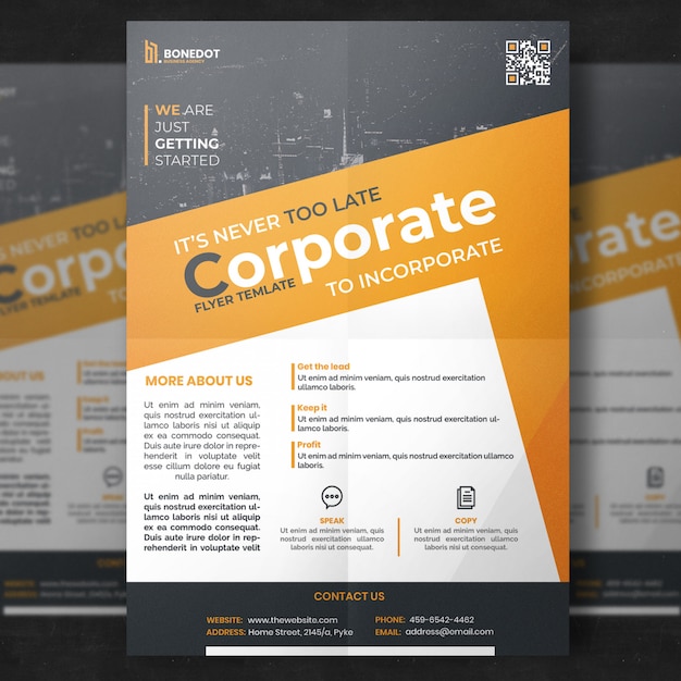 Free PSD yellow and grey corporate flyer template