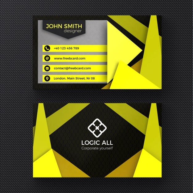 Free PSD yellow modern business card