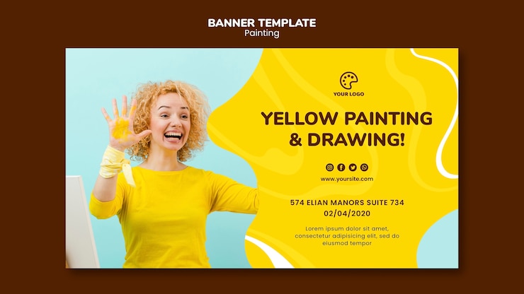 Free PSD yellow painting and drawing template