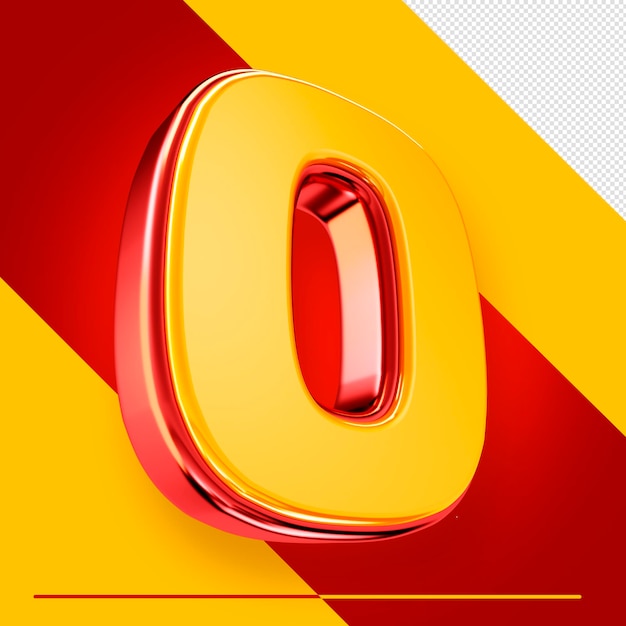 A yellow and red letter o with a red background