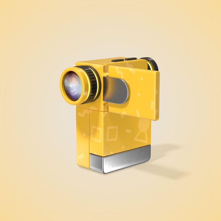मुफ़्त PSD yellow retro camcorder 3d illustration