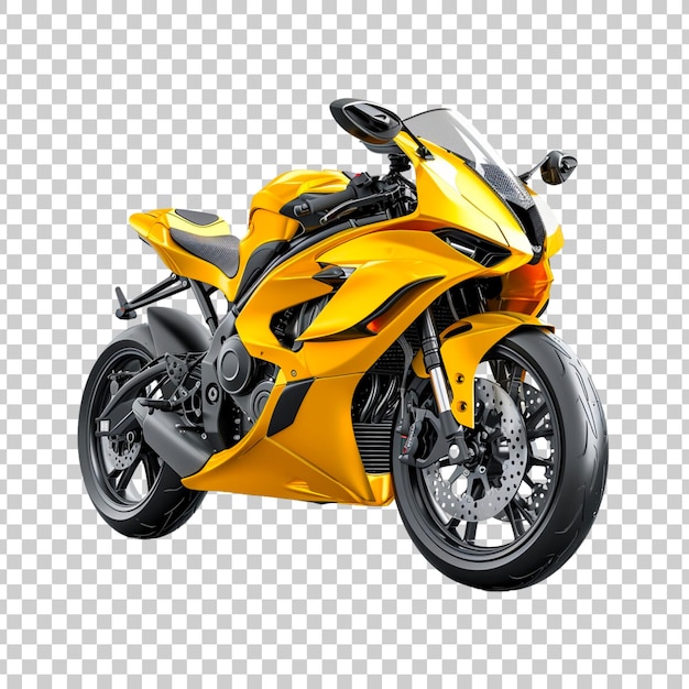 Free PSD yellow sports bike motorcycle on a transparent background