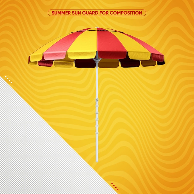 Бесплатный PSD Желтый летний зонтик с красным