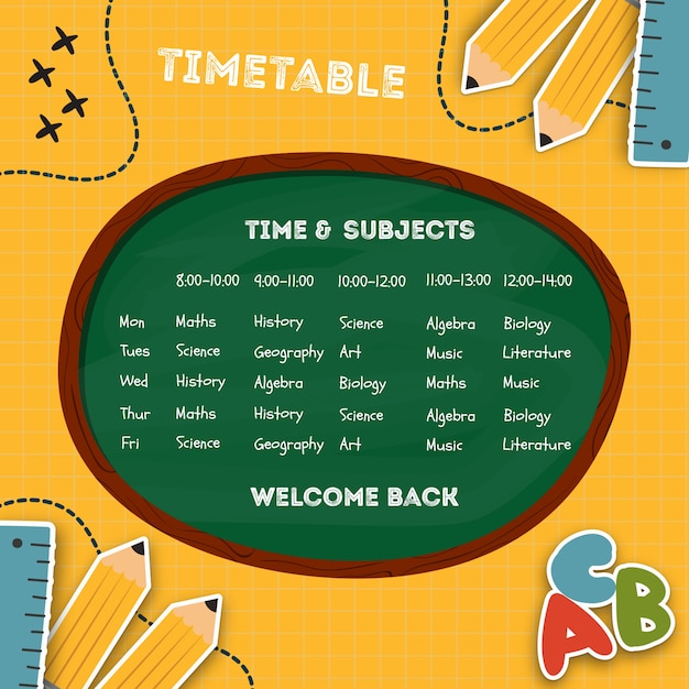 Free PSD yellow template for new timetable