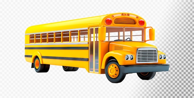 Free PSD yellow toy 3d insulated school bus on transparent background