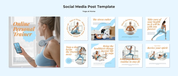 無料PSD 自宅でのヨガソーシャルメディアの投稿