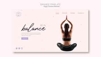 Free PSD yoga banner template with woman