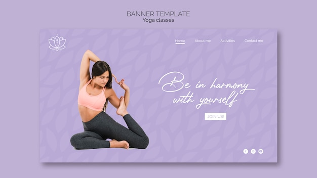 Free PSD yoga banner with woman