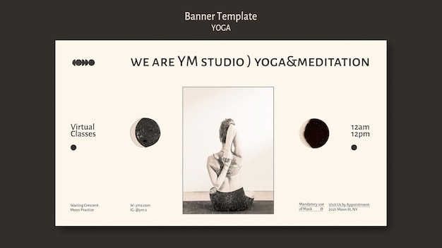 Banner di design incolore di classe di yoga