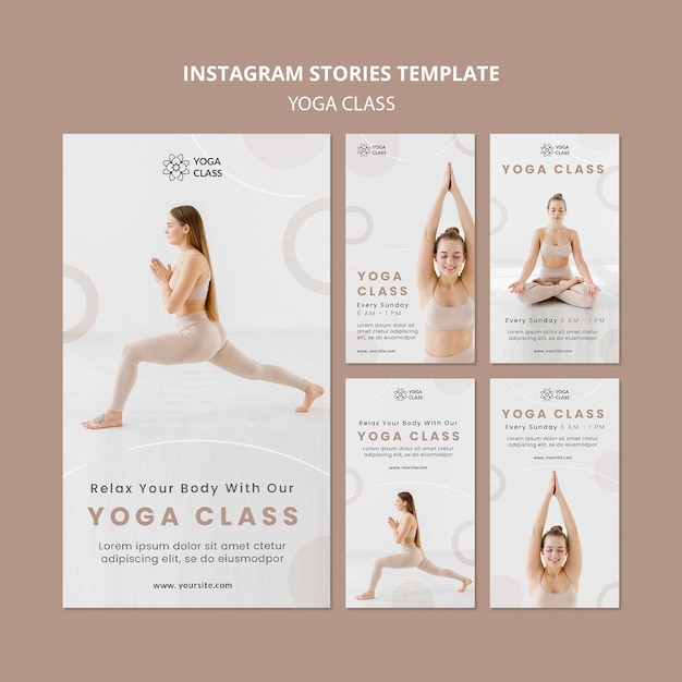 Modello di storie instagram per lezioni di yoga yoga