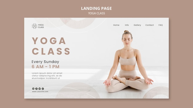 PSD gratuito modello di pagina di destinazione della lezione di yoga