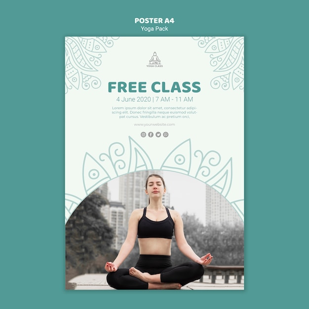 Free PSD yoga class poster template concept