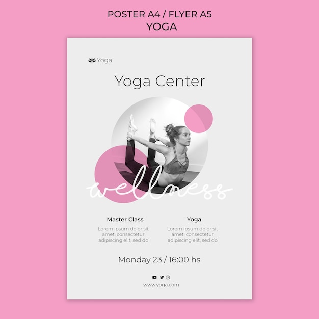 PSD gratuito modello di poster di lezione di yoga