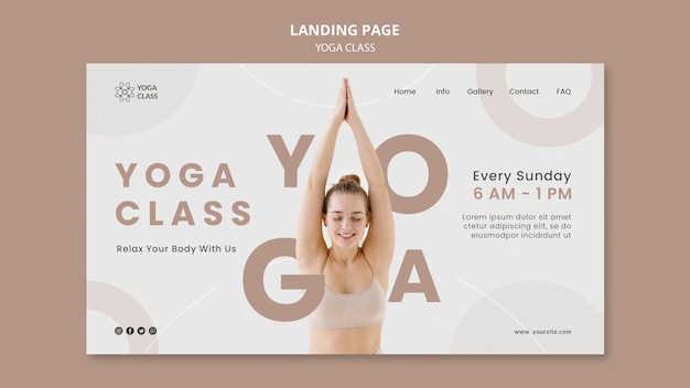 PSD gratuito modello web di lezione di yoga