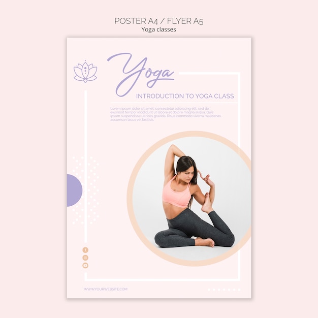 Free PSD yoga classes poster template