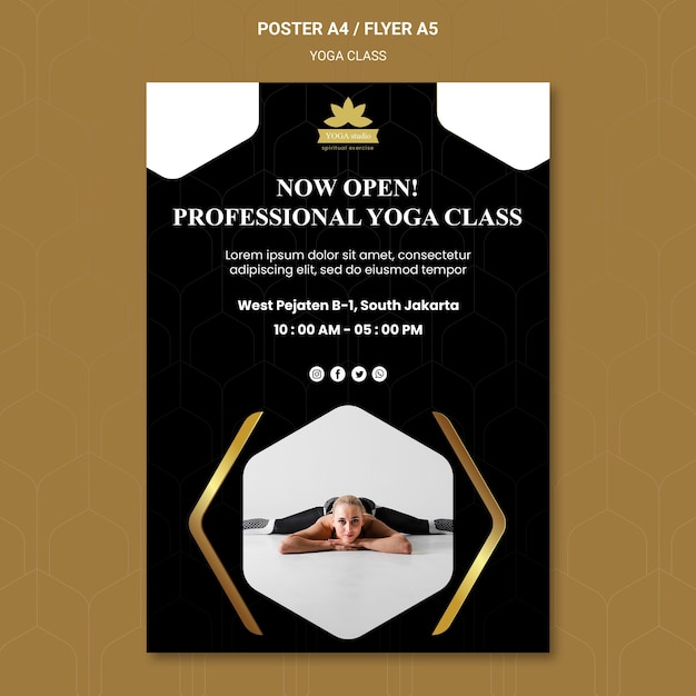 Free PSD yoga classes poster template