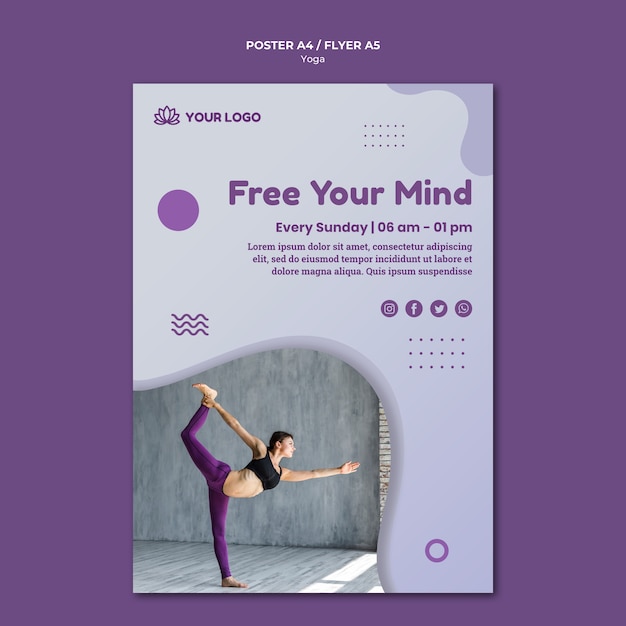 PSD gratuito modello di volantino concetto yoga