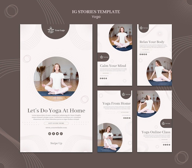 Free PSD yoga concept instagram stories template