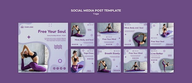 PSD gratuito concetto di yoga post social media