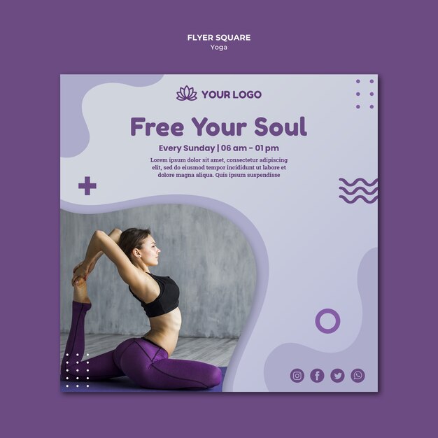 Yoga concept square flyer design