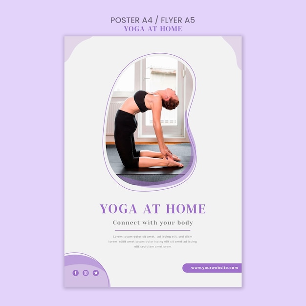 Free PSD yoga at home flyer template