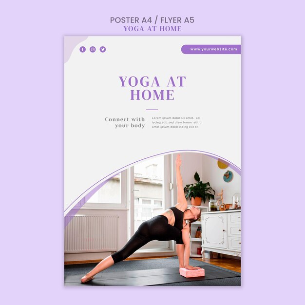 Yoga at home poster template