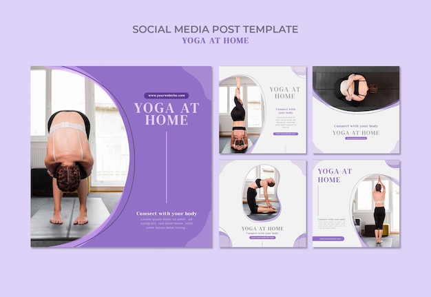 Free PSD yoga at home social media posts template