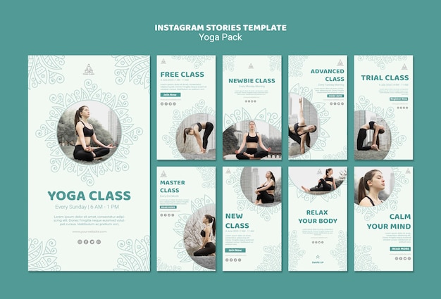 PSD gratuito modello di storie di instagram yoga