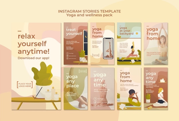 PSD gratuito storie di instagram yoga