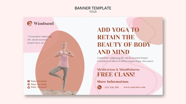 Modello di banner di yoga e meditazione